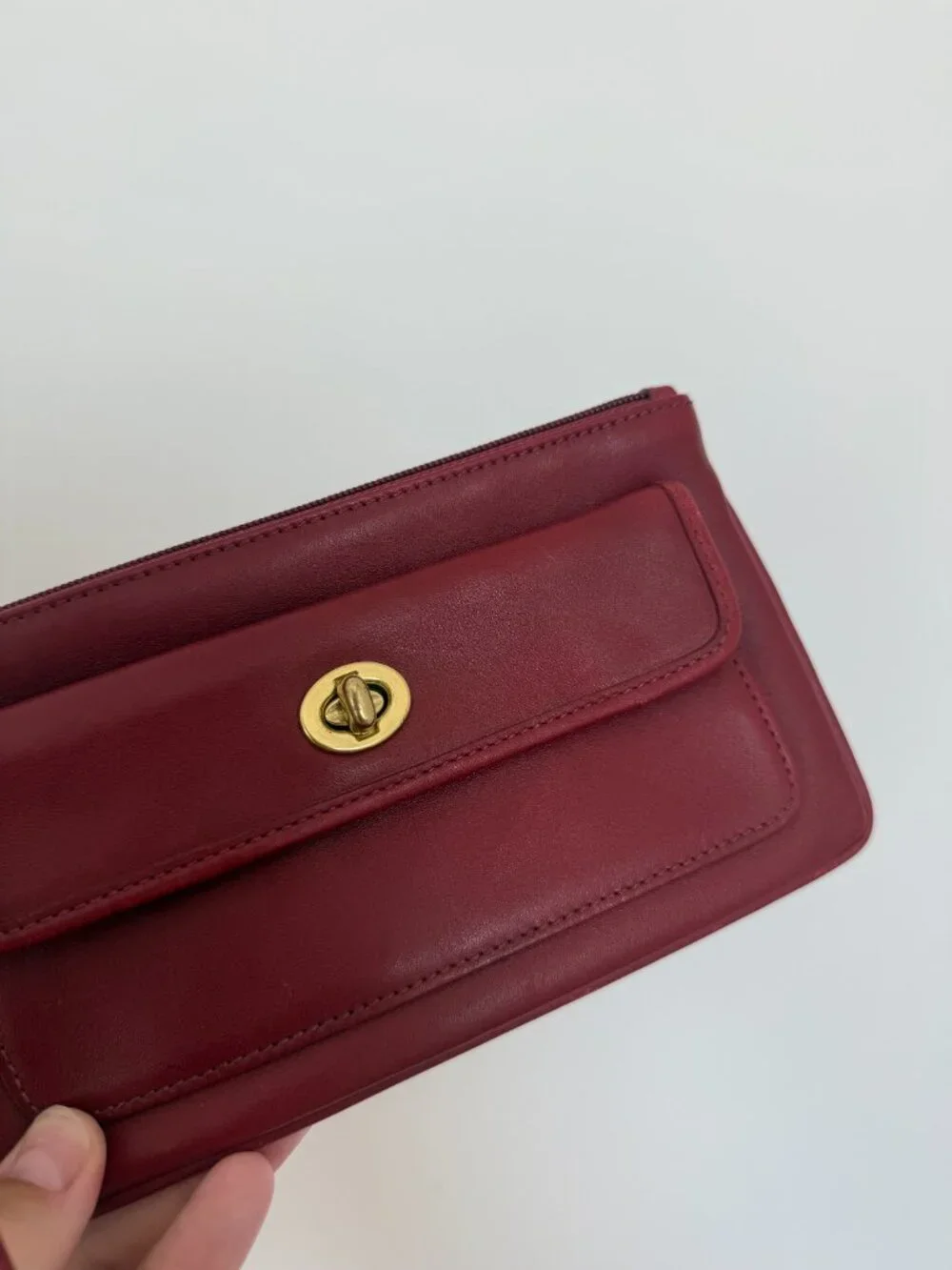 Vintage Coach Red Turnlock Legacy Wristlet Wallet